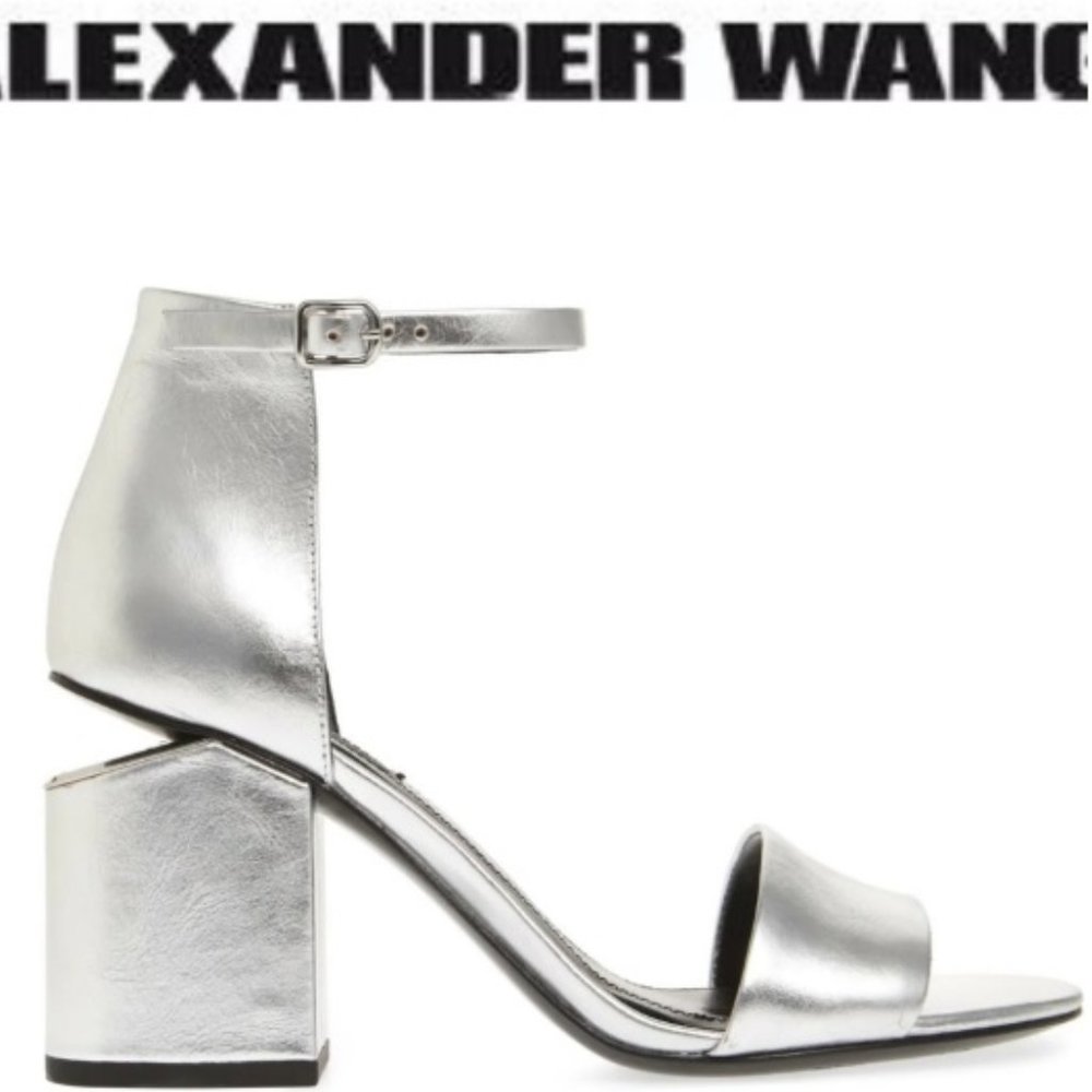 Alexander Wang metallic Abby Cut Out heel Sandals sz 38